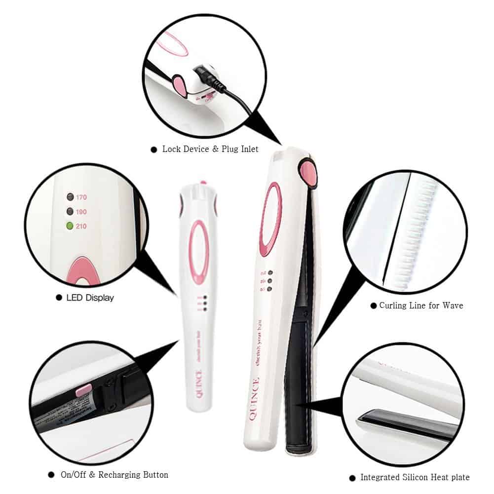 Quince Cordless Hair Flat Iron Rechargeable Wireless Styling Iron features